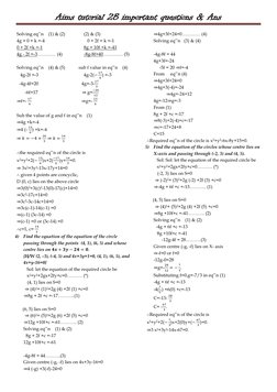 Aims tutorial 2B important questions & Ans 
 
Solving eq’’n    (1) & (2)  
(2) & (3) 
4g + 0 + k =-4 
 
 
   0 + 2f + k =-1