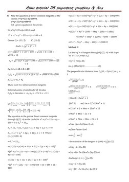 Aims tutorial 2B important questions & Ans 
 
8) Find the equation of direct common tangents to the 
circles x2+y2+22x-4y-100