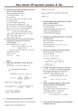 Aims tutorial 2B important questions & Ans 
 
12. Find the equation of pair of tangents drawn from 
(0, 0) to x2+y2+10x+10y+4