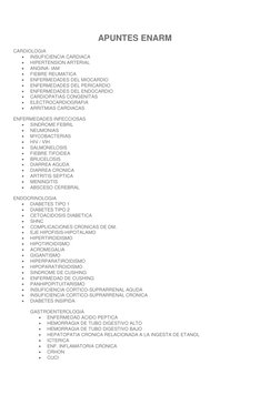 APUNTES ENARM 
 
CARDIOLOGIA 
 
INSUFICIENCIA CARDIACA 
 
HIPERTENSION ARTERIAL 
 
ANGINA- IAM 
 
FIEBRE REUMATICA 
 
EN