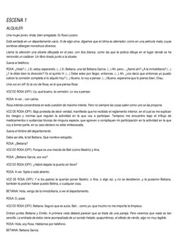 ESCENA 1 
ALQUILER 
Una mujer joven, linda, bien arreglada. Es Rosa Lozano.  
Está sentada en un departamento vacío. Si de al