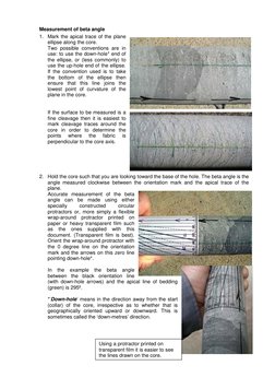 Oriented core manual 
5 
HolcombeCoughlinOliver 
Measurement of beta angle 
1. Mark the apical trace of the plane 
ellipse al