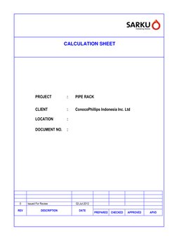 Pipe Rack Design Calculation Sheet | PDF