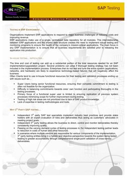 TESTING IN ERP ENVIRONMENT… 
 
Organizations implement ERP applications to respond to major business challenges of reducing