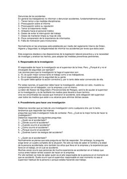 Denuncias de los accidentes
En general los trabajadores no informan o denuncian accidentes, fundamentalmente porque:
1.- Ti