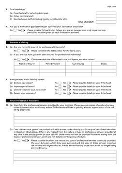 Page 2 of 6
6.	
Total number of:
(a)	 Qualified staff – including Principals.
(b) 	Other technical staff.
(c) 	 Non-technical