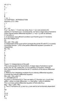 u(x, y) = u
µ
» + ´
2
,
» − ´
2
¶
=: v(», ´).
12 CHAPTER 1. INTRODUCTION
Assume u 2 C1, then
v´ =
1
2
(ux − uy).
If ux = uy,