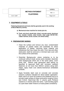Plastering Method Statement Overview | PDF | Plaster | Concrete
