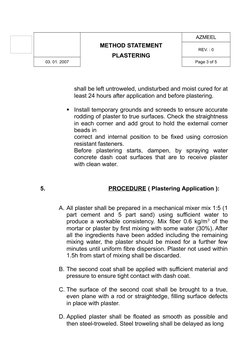 Plastering Method Statement Overview | PDF | Plaster | Concrete