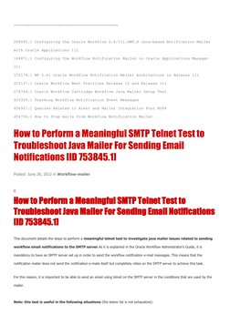 Oracle Workflow Troubleshooting Guide | PDF | Email | Oracle Database