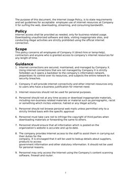 The purpose of this document, the Internet Usage Policy, is to state requirements 
and set guidelines for acceptable  employe