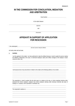 CCMA Rescission Application Template | PDF | Rescission | Affidavit