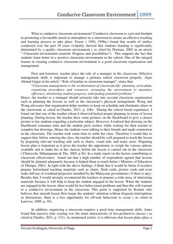 Conducive Classroom Environment 2009 
 
Parvani Sivalingam, University of Otago 
Page 1 
 
 
 
 
What is conducive classroom