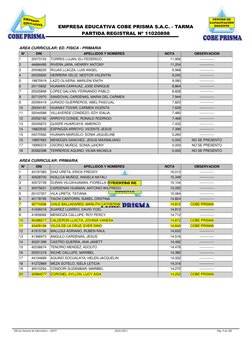 Oficina General de Informática - UNCP 
20/01/2013 
Pág. 9 de 206 
 
EMPRESA EDUCATIVA COBE PRISMA S.A.C. - TARMA 
PARTIDA REG