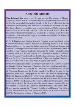 About the Authors
Mrs. Indumati Rao has received degrees from the Universities of Mysore,
Kanpur and Purdue (U.S.A.) and cert
