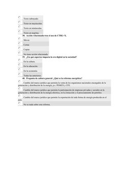 . Texto subrayado.
. Texto en mayúsculas.
. Texto en minúsculas.
. Texto en negritas.
38. Acción relacionada tras el uso de C