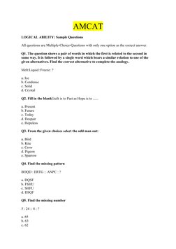 AMCAT Logical Ability Sample Questions | PDF | Career & Growth ...