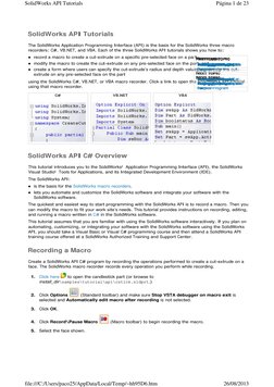 SolidWorks API Macro Programming Guide | PDF | Visual Basic For ...