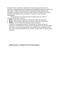 Example of how a test taker’s behavior during testing may influence the 
examiner’s interpretations of the findings was provi