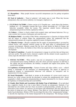 SCHOOL OF DISTANCE EDUCATION
ENTREPRENEURSHIP DEVELOPMENT
10
(C) Recognition: - Many people become successful entrepreneurs j
