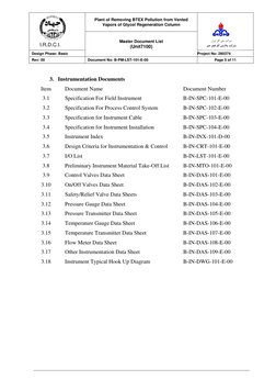Plant of Removing BTEX Pollution from Vented 
Vapors of Glycol Regeneration Column 
 
Master Document List 
(Unit7100) 
Des