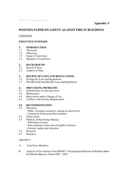 March 2004 – Amended Jan 2006 
Appendix A 
 
POSITION PAPER ON SAFETY AGAINST FIRE IN BUILDINGS 
 
CONTENTS 
 
EXECUTIVE SUMM