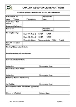 CAPA Request Form Template | PDF | Law