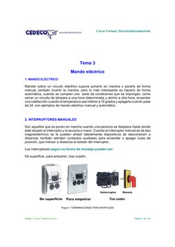 Curso Virtual: Electricidad industrial
Módulo 2. Tema 3 Mando Eléctrico
Página 1 de  25
Tema 3
Mando eléctrico
1. MANDO ELÉCT