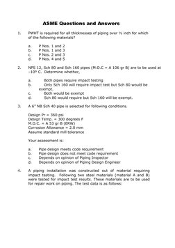 ASME Piping Exam Q&A Guide | PDF | Pipe (Fluid Conveyance) | Chemistry