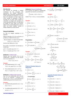 INTEGRAL INDEFINIDA                                                                                                MATEMÁTICA