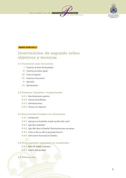 Intervencion de segundo orden
objetivos y tecnicas
6.1 Trastornos más frecuentes
I Trastorno de Estrés Postraumático.
II Tras