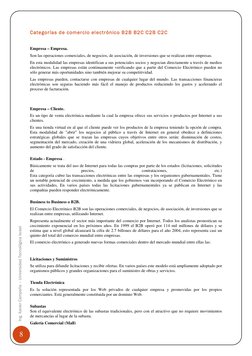 8 
Ing. Xavier Campaña – Universidad Tecnológica Israel 
Categorías de comercio electrónico B2B B2C C2B C2C 
 
Empresa –