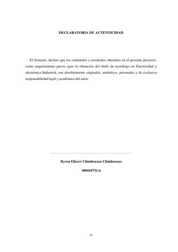 iii 
 
 
DECLARATORIA DE AUTENTICIDAD 
 
 
     El firmante, declaro que los contenidos y resultados obtenidos en el presente