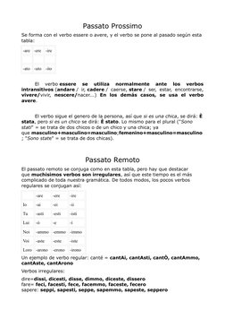 Passato Prossimo
Se forma con el verbo essere o avere, y el verbo se pone al pasado según esta 
tabla:
-are
-ere
-ire
 
 
 
-