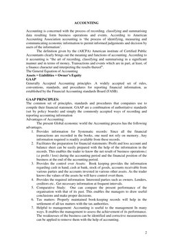 2 
ACCOUNTING 
 
Accounting is concerned with the process of recording, classifying and summarising 
data resulting form bu