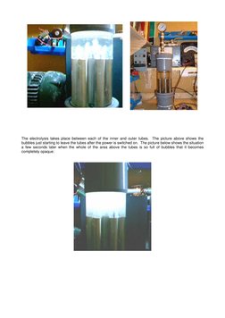 The electrolysis takes place between each of the inner and outer tubes.  The picture above shows the 
bubbles j