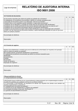 Relatório de Auditoria Interna ISO 9001 | PDF | Auditoria interna ...