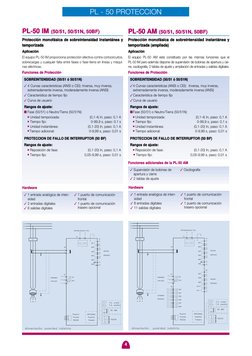 PL - 50 PROTECCION
Protección monofásica dde ssobreintensidad iinstantánea y
temporizada
Aplicación
El equipo PL-50 IM propor