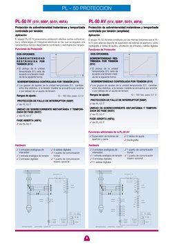 PL - 50 PROTECCION
PL-50 IV (51V, 50BF, 50/51, 46FA) 
PL-50 AV (51V, 50BF, 50/51, 46FA) 
8
Protección de sobreintensidad inst