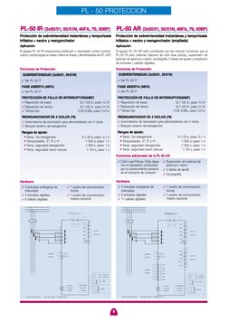Protección de sobreintensidad instantánea y temporizada
trifásica + neutro y reenganchador
Aplicación
El equipo PL-50 IR prop