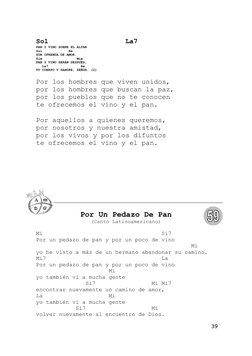 Sol                   La7
PAN Y VINO SOBRE EL ALTAR
Sol             Re
SON OFRENDA DE AMOR.
Sim                 Mim
PAN Y VIN