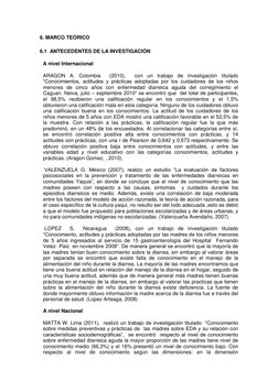 6. MARCO TEÓRICO  
 
6.1  ANTECEDENTES DE LA INVESTIGACIÓN  
 
A nivel Internacional  
 
ARAGON A. Colombia  (2010),  con