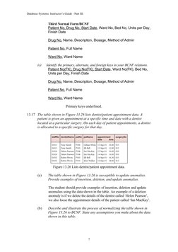 Database Systems: Instructor’s Guide - Part III
Third Normal Form/BCNF
Patient No, Drug No, Start Date, Ward No, Bed No, Unit