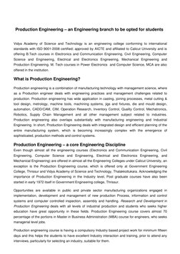 Production Engineering – an Engineering branch to be opted for students
Vidya Academy of Science and Technology is an enginee