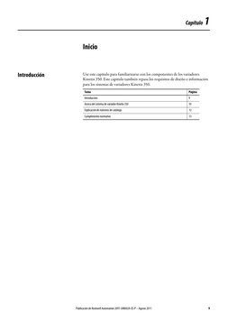 Publicación de Rockwell Automation 2097-UM002A-ES-P – Agosto 2011
9
Capítulo 1
Inicio
Introducción
Use este capítulo para fam