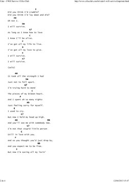 Cake: I Will Survive Chords | PDF