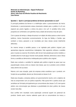 Mestrado em Administração – Opção Profissional 
Gestão de Marketing 
Aluno: Julio Cesar de Oliveira Faustino do Nascimento 
C