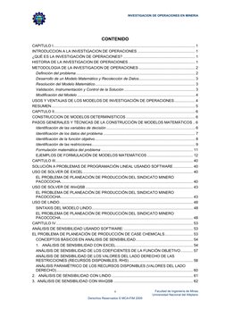 INVESTIGACION DE OPERACIONES EN MINERIA 
 
Facultad de Ingeniería de Minas 
Universidad Nacional del Altiplano 
Derechos Rese