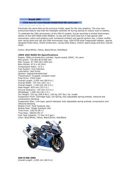 2004-2005 Suzuki GSX-R600 Specs | PDF | Inline Four Engine