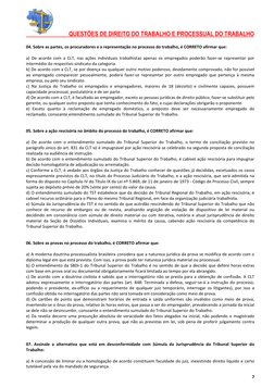 QUESTÕES DE DIREITO DO TRABALHO E PROCESSUAL DO TRABALHO 
 
 
7 
04. Sobre as partes, os procuradores e a representa